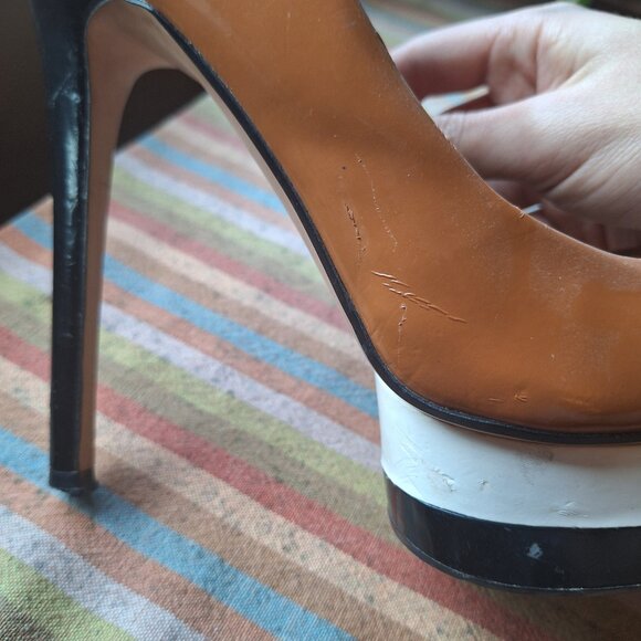 Brown Patent Leather Stiletto Pumps - Picture 9 of 9